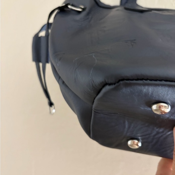 (Troy Pierre) Chic Blue Leather Tote Bag - Picture 6 of 10